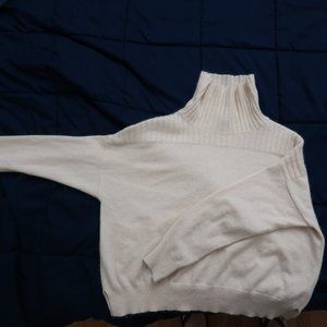 White Cropped mock neck/ loose turtle neck sweater